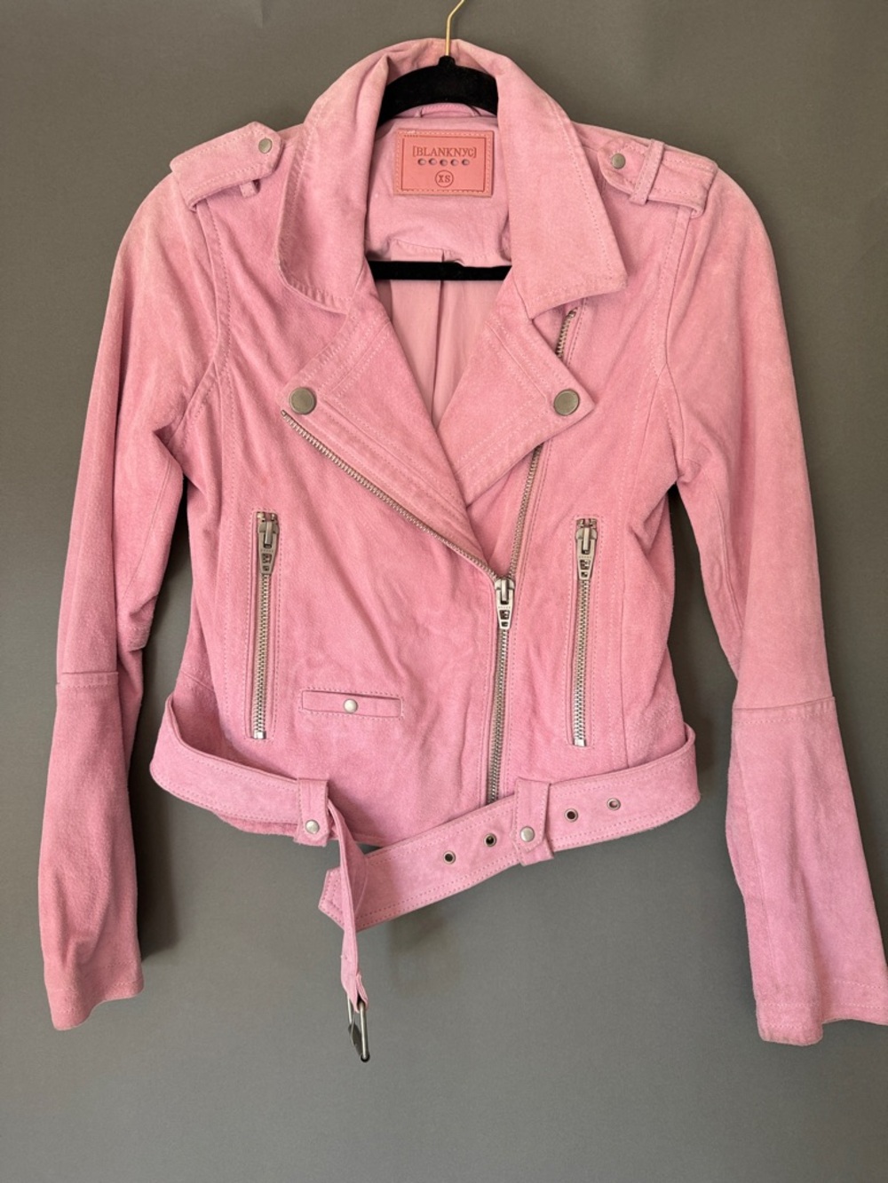 Blank NYC Dusty Pink Suede Moto Jacket